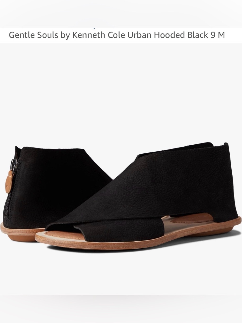 gentle souls Black Open-Toe Ankle Sandals with Tan Sole